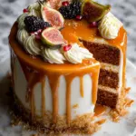 Pumpkin Cake with Cream Cheese Frosting and Salted Caramel Drizzle