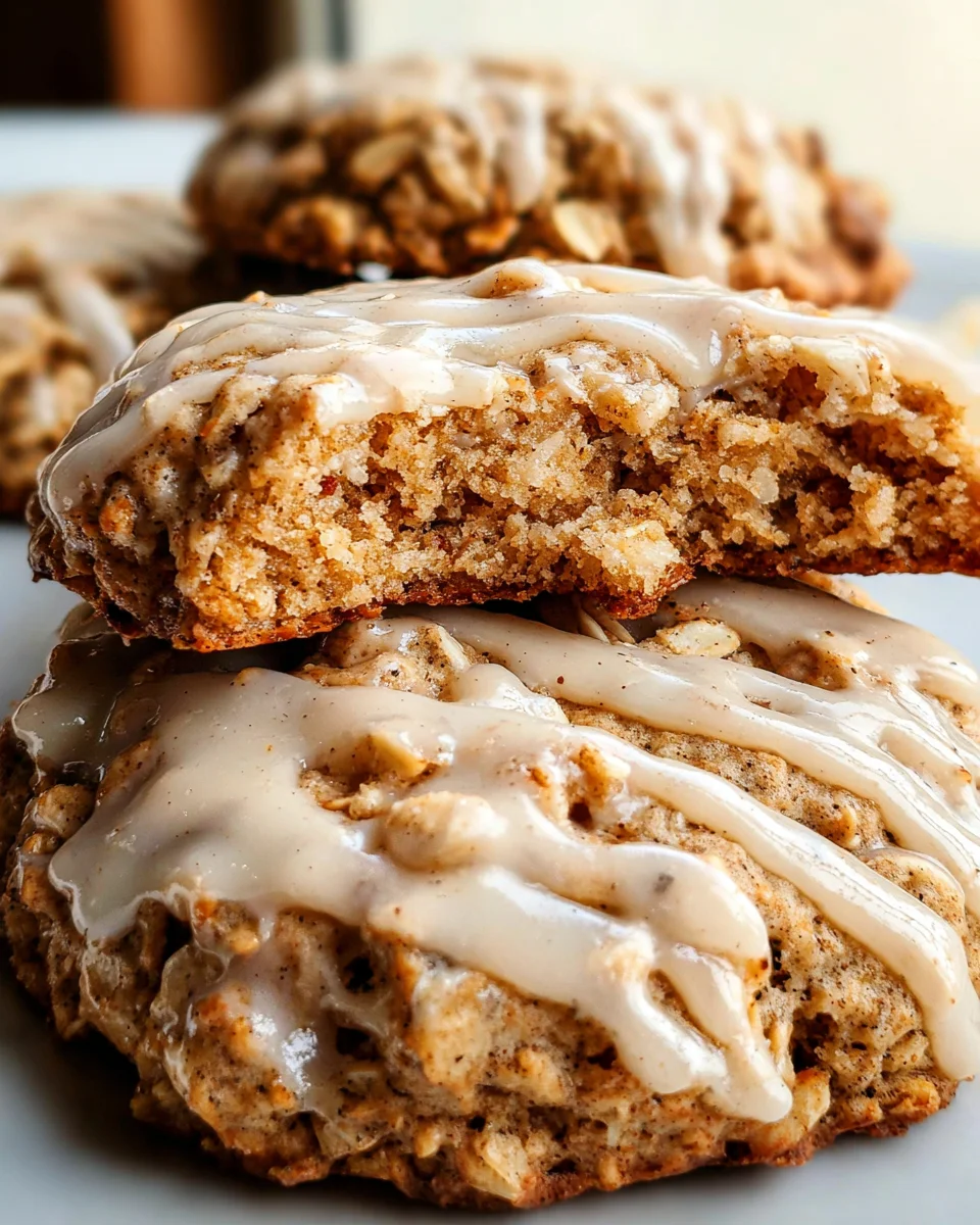 Seriously Thick & Chewy Chai Oatmeal Cookies with Maple Glaze