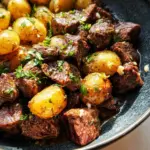 Slow Cooker Garlic Butter Beef Bites & Potatoes