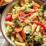 Vegan Pasta Primavera with Creamy Garlic Cashew Sauce
