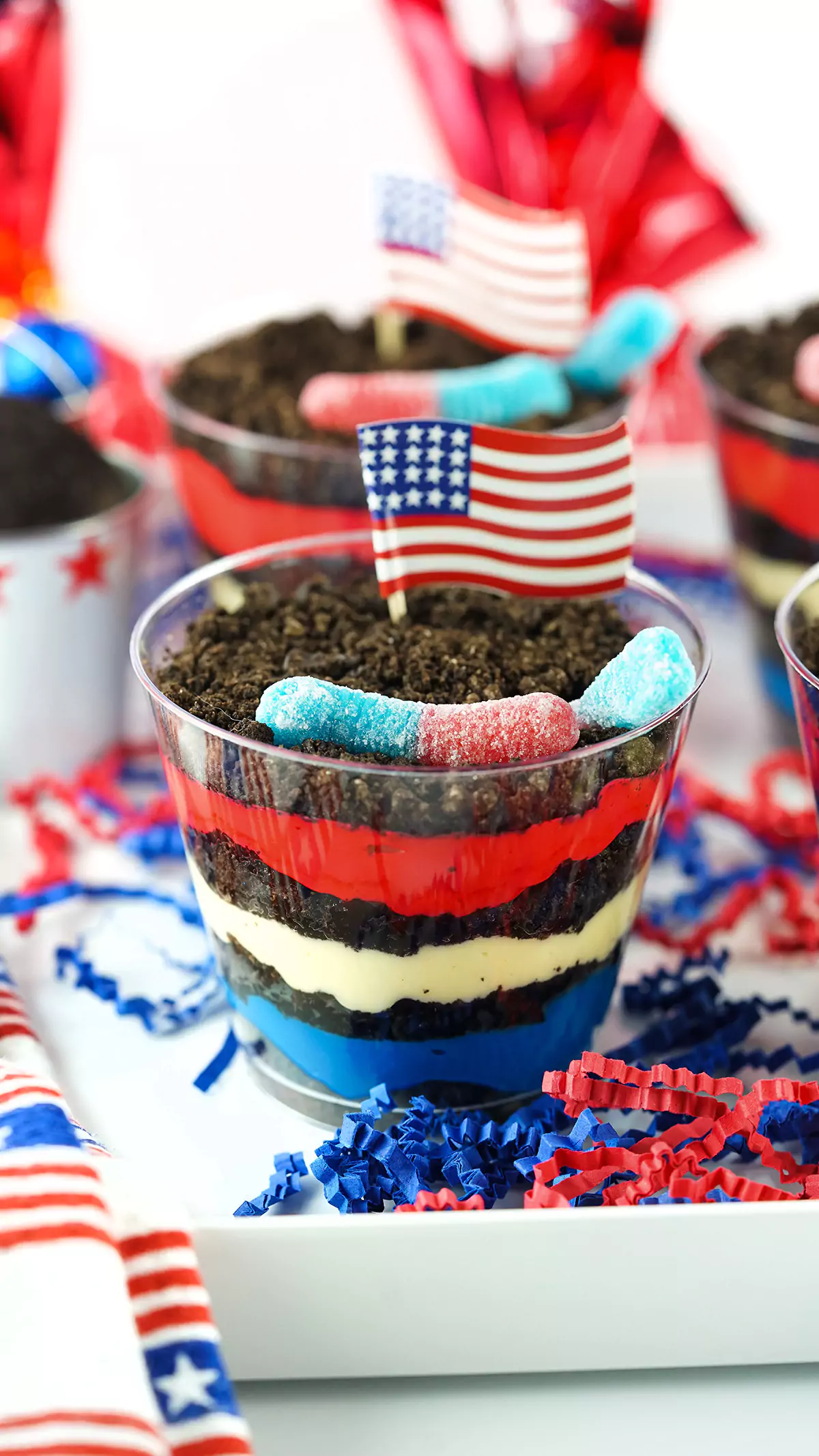 Red, White and Blue Dirt Cups