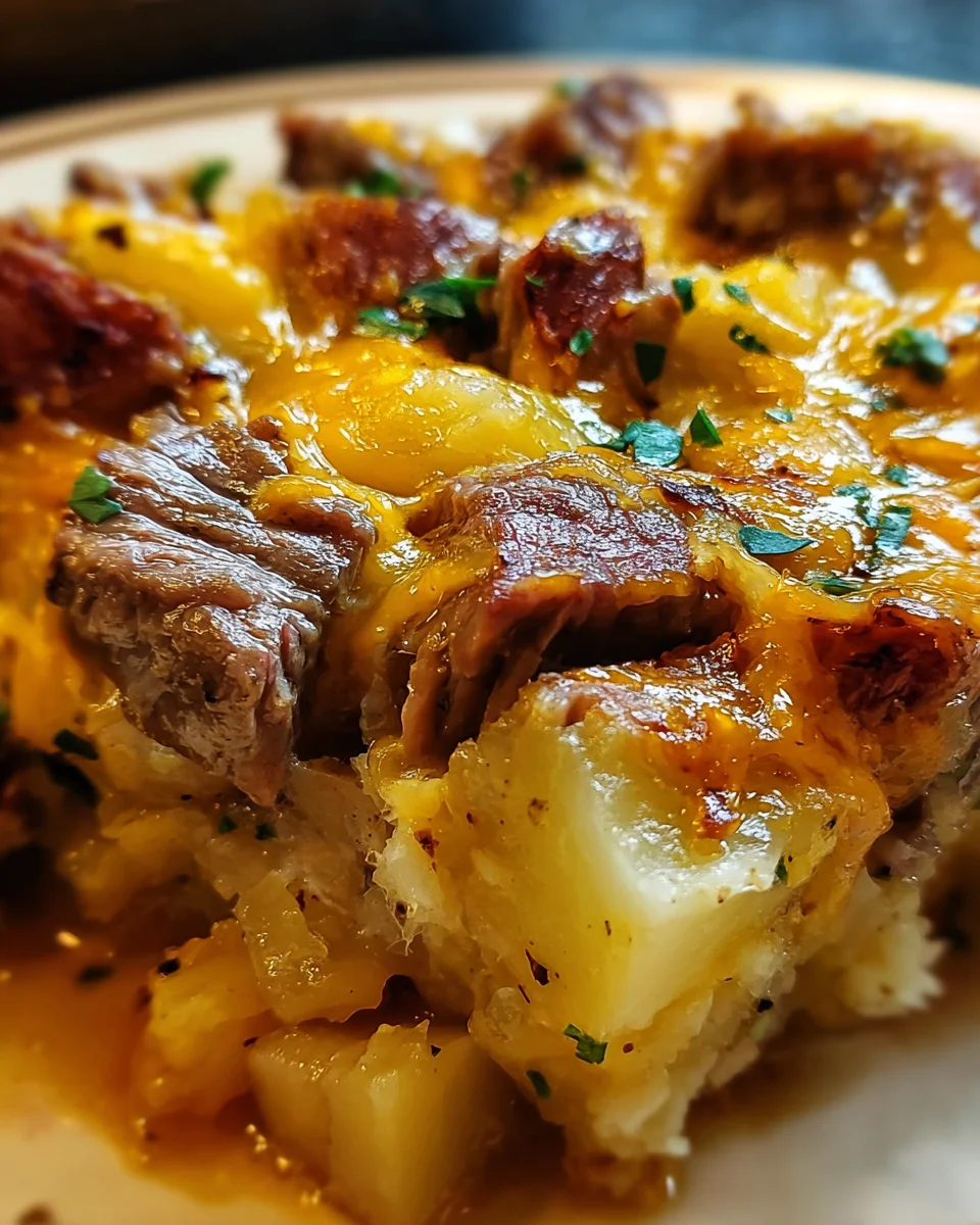 Crockpot Loaded Steak and Potato Bake Recipe