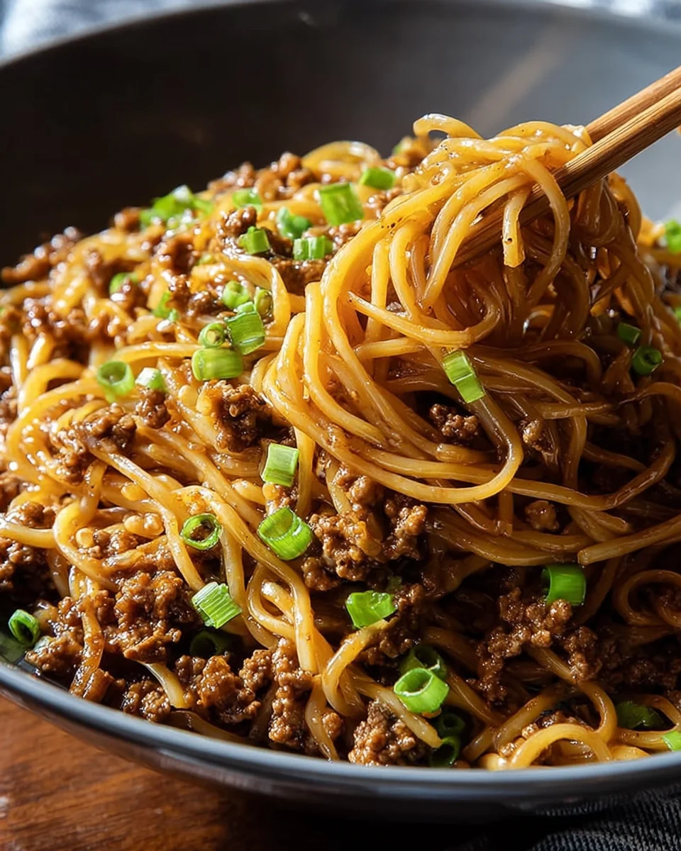 Ground Beef Mongolian Noodles