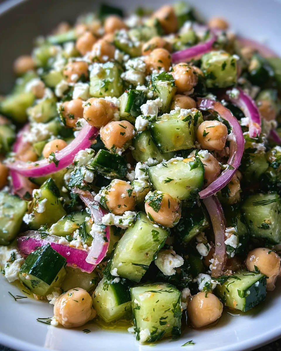 Herby Cucumber Salad with Feta and Chickpeas