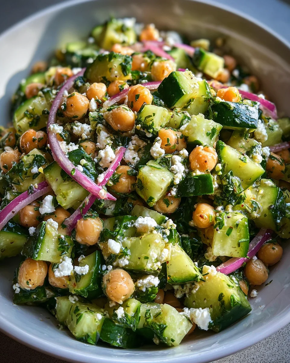 Herby Cucumber Salad with Feta and Chickpeas 20 Herby