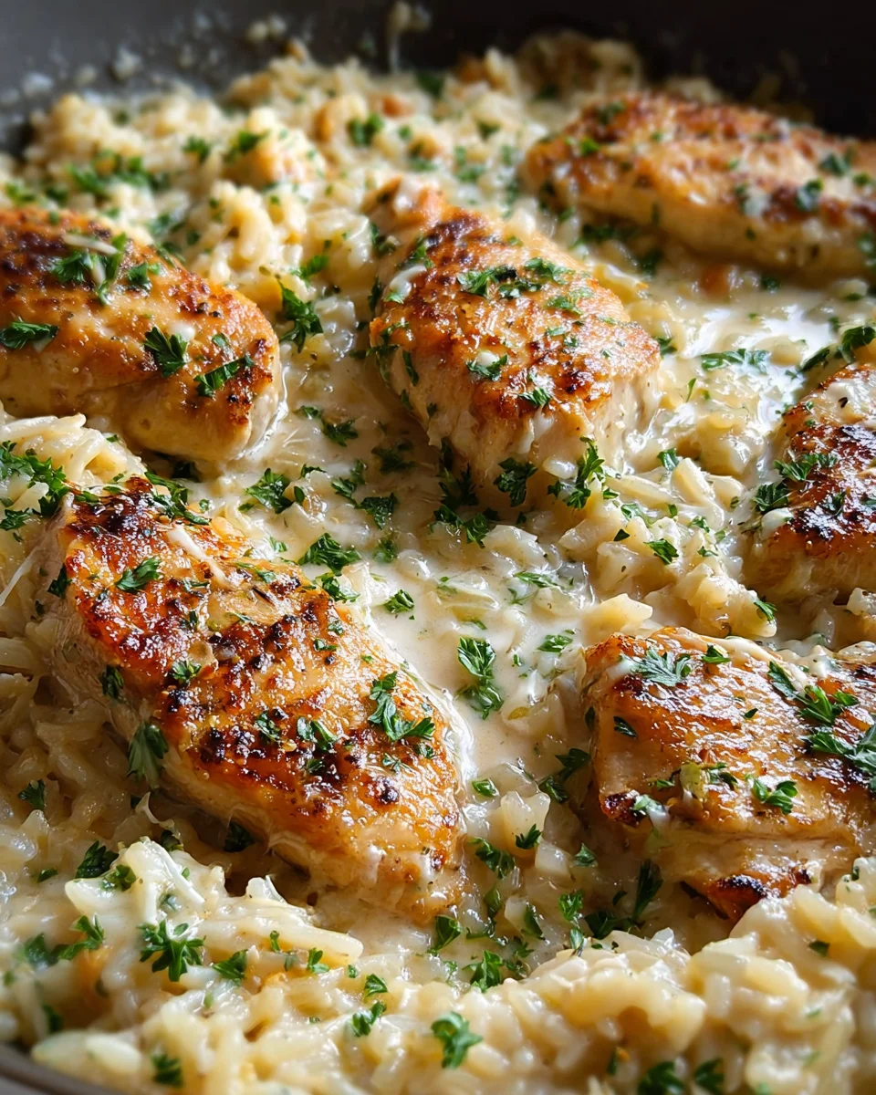 One-Pan Creamy Parmesan Chicken & Rice 22 One-Pan