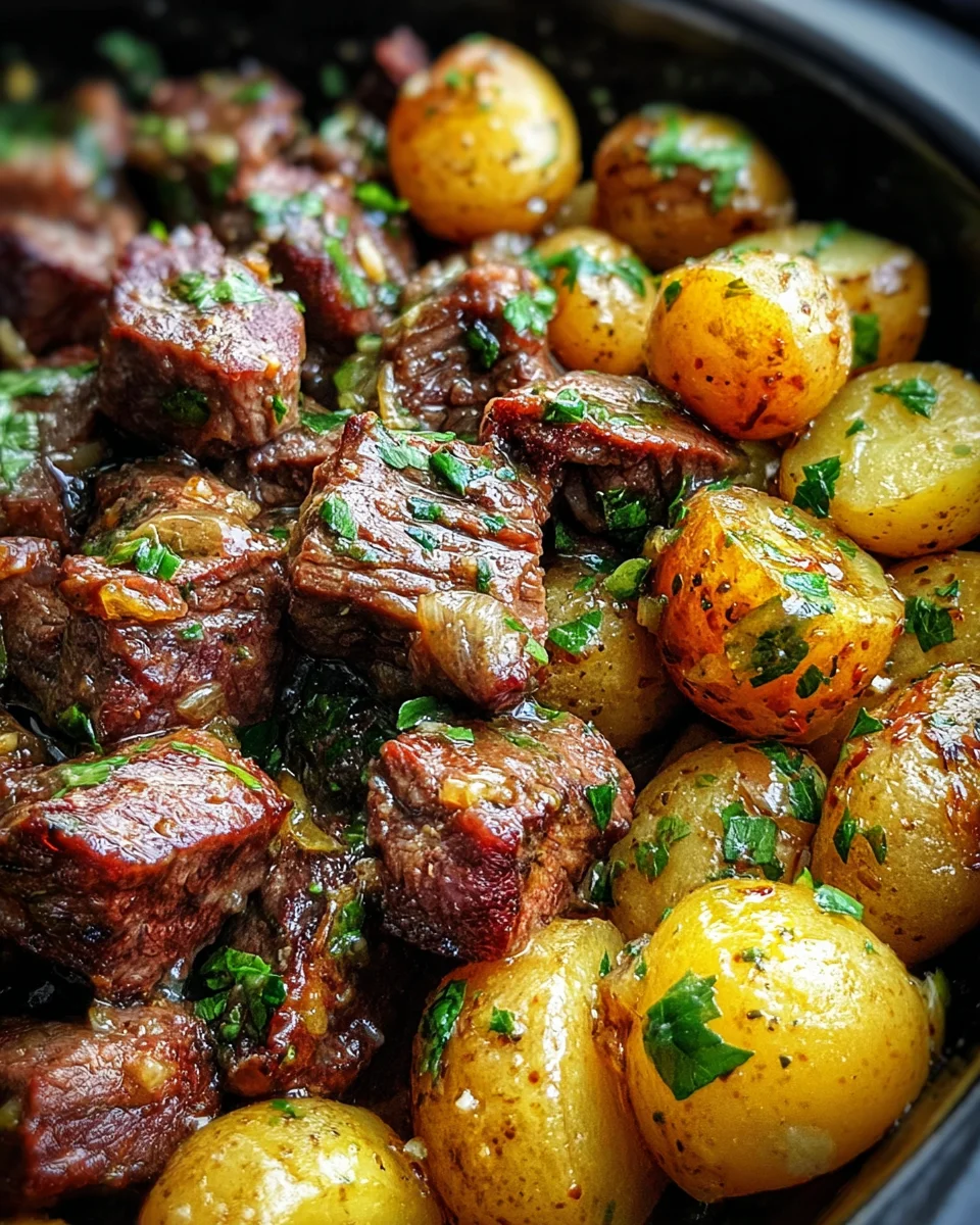 Slow Cooker Garlic Butter Beef Bites & Potatoes 17 Slow