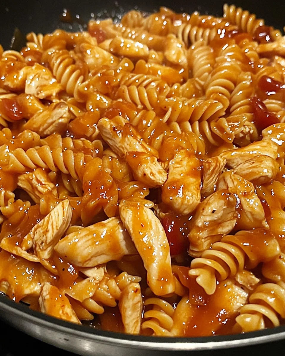 BBQ Honey Garlic Chicken Rotini Skillet