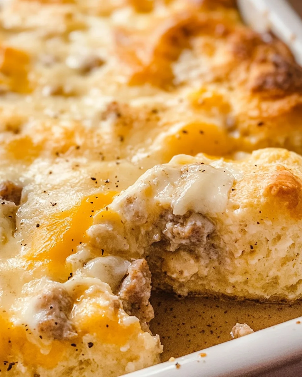 Biscuits and Gravy Breakfast Casserole