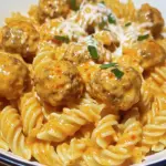 Bold Creamy Buffalo Ranch Meatball Pasta