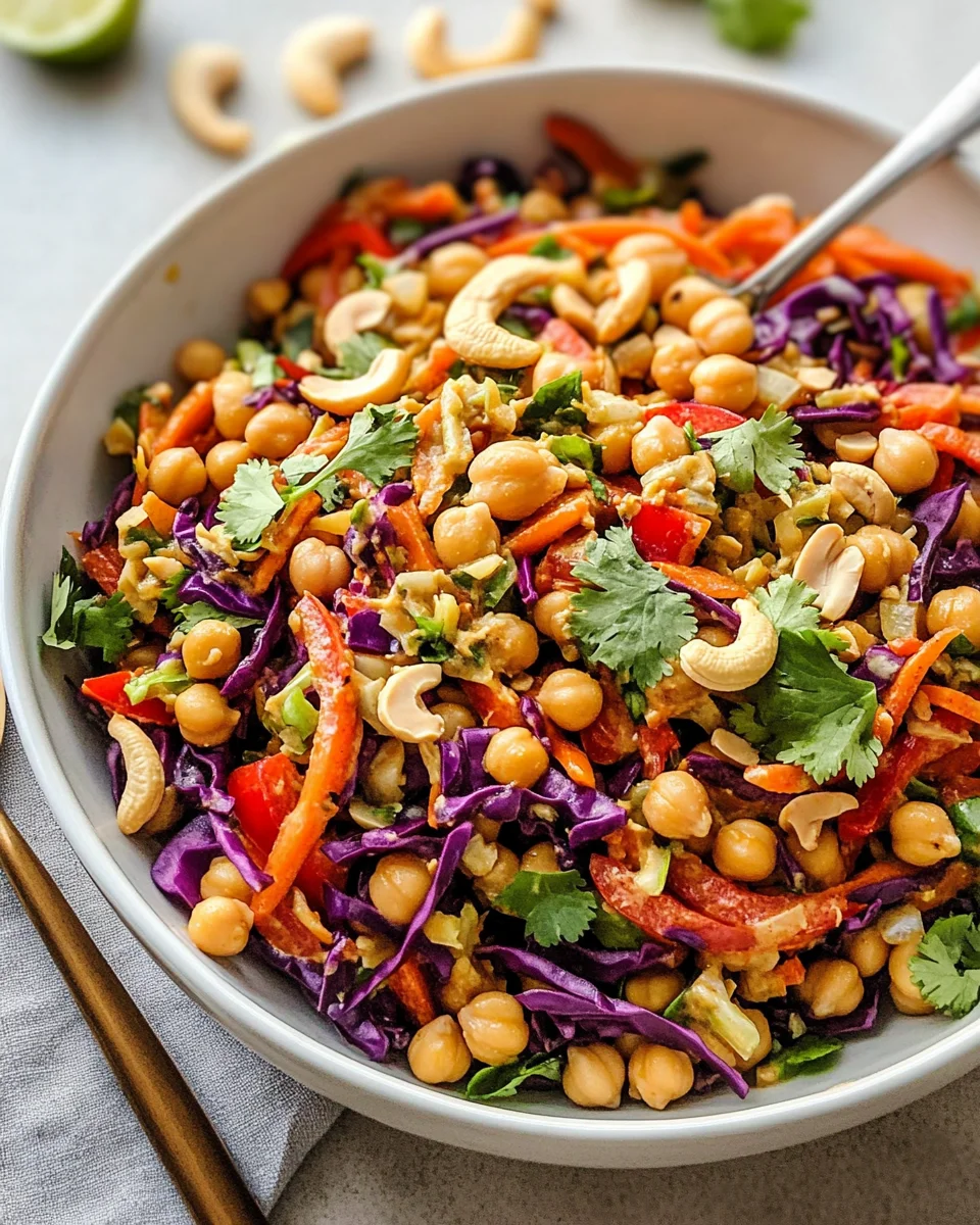 Chopped Thai-Inspired Chickpea Salad with Curry Peanut Dressing