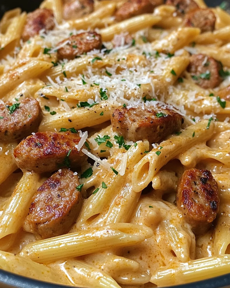 Creamy Garlic Butter Cajun Sausage Penne