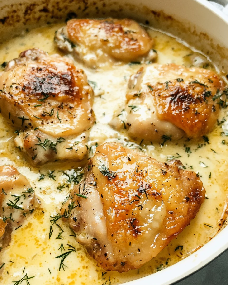 Creamy Oven Baked Chicken Thighs