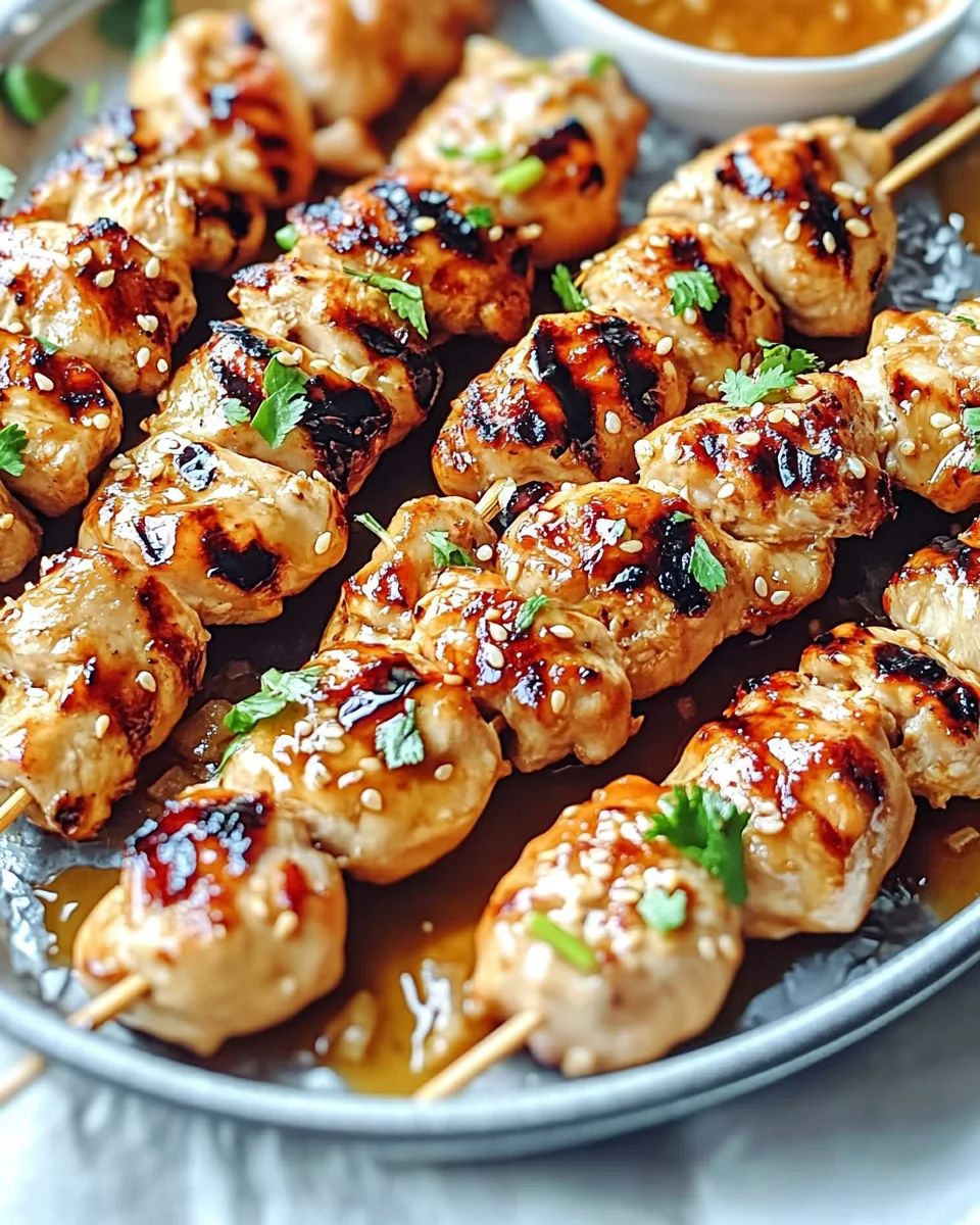 Easy Grilled Asian Chicken Skewers with Honey Garlic Sauce
