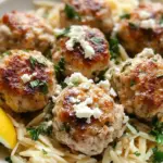 Greek Chicken Meatballs with Lemon Orzo
