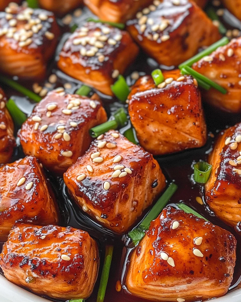 Honey Garlic Salmon Bites