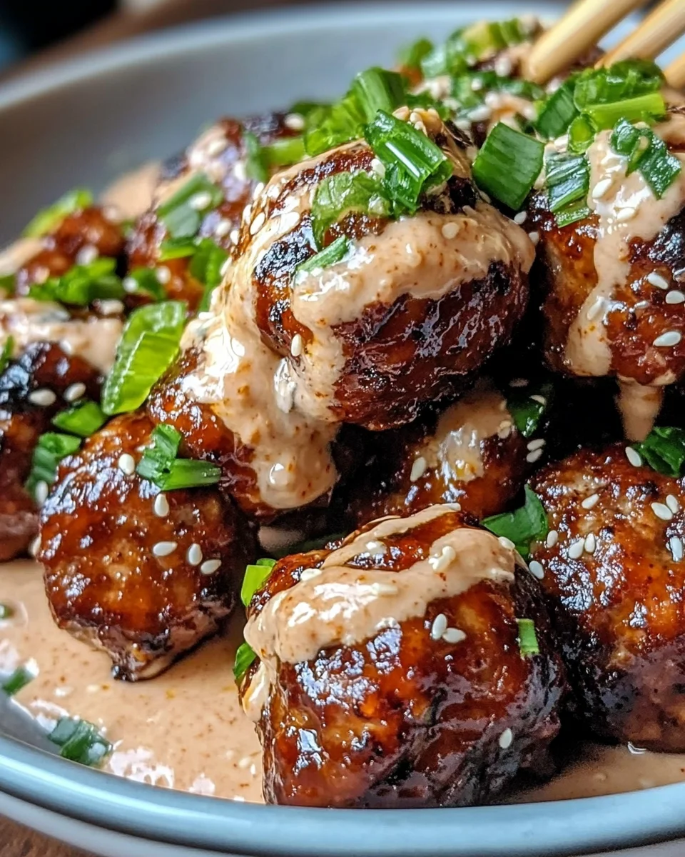 Korean BBQ Meatballs with Spicy Mayo Dip