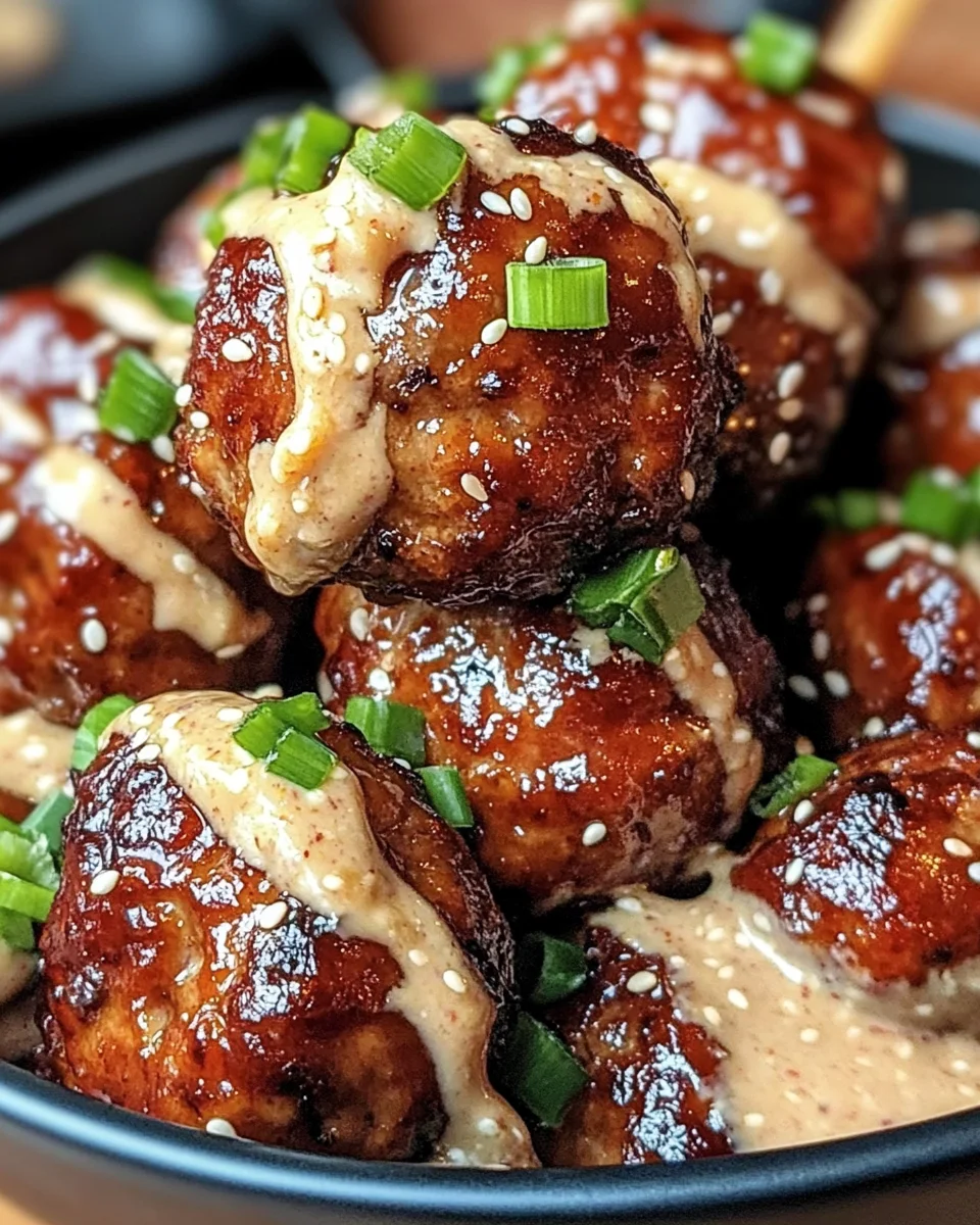 Korean BBQ Meatballs with Spicy Mayo Dip