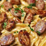 One-Skillet Sticky Garlic Butter Cajun Sausage Pasta