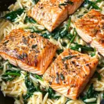 One Skillet Salmon with Lemon Orzo