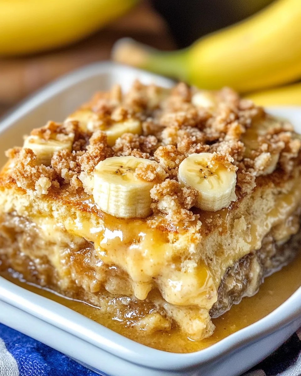 Overnight Baked Banana French Toast Casserole