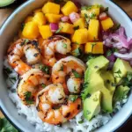 Shrimp and Avocado Bowls with Mango Salsa & Lime-Chili Sauce
