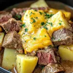 Slow Cooker Steak and Cheddar Potato Casserole