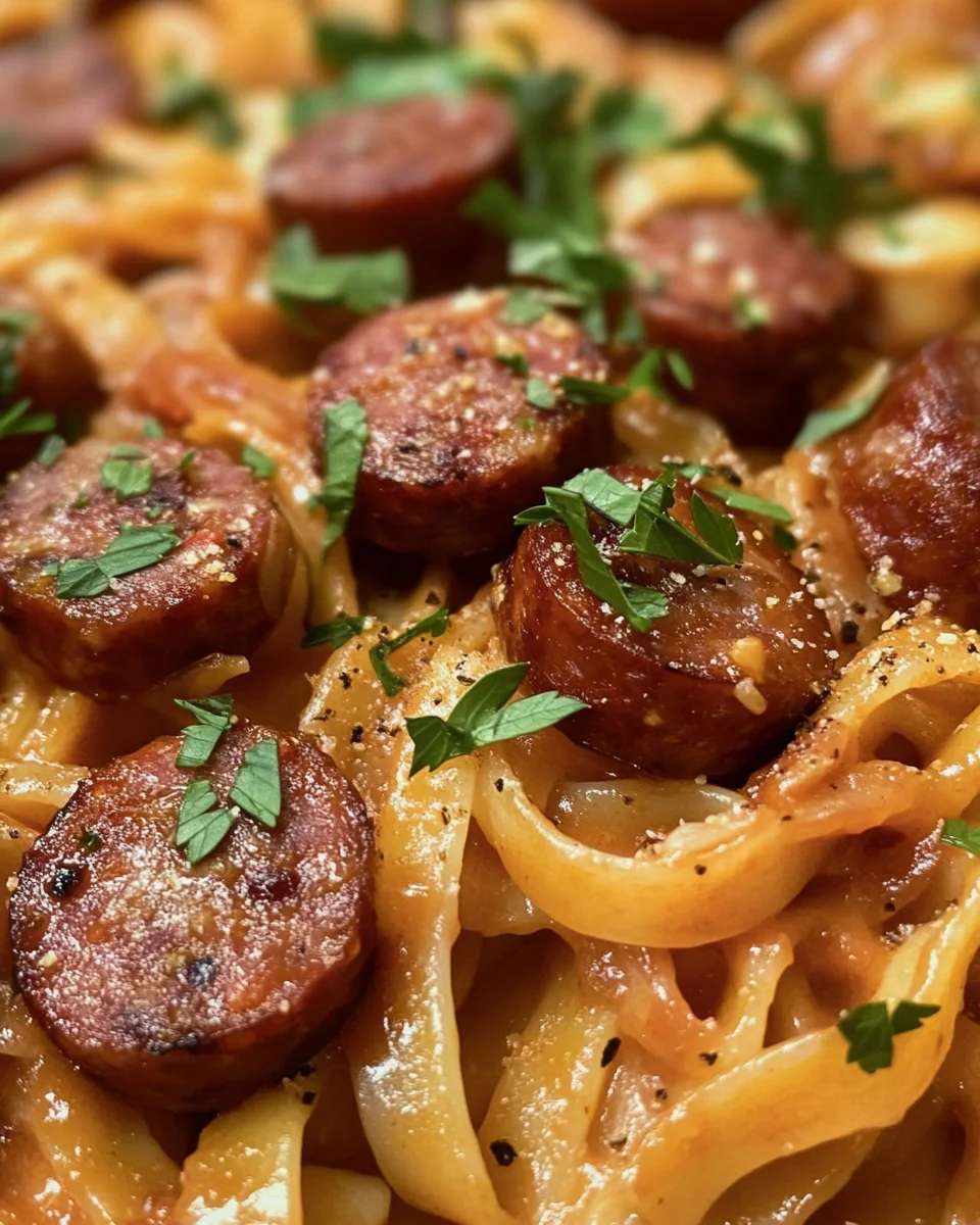 Spicy Cajun Garlic Butter Sausage Pasta