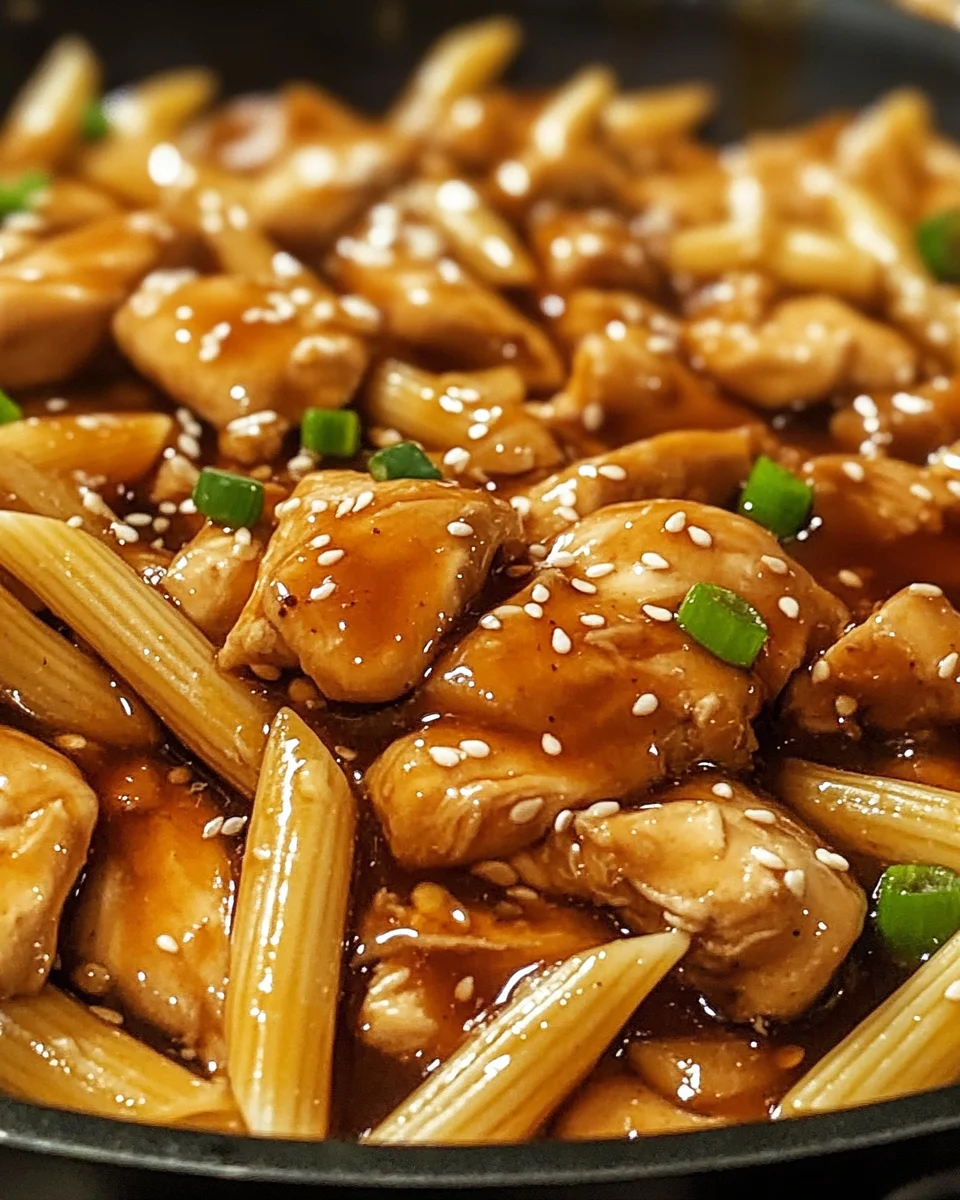 Sticky Honey Soy Chicken Penne Skillet