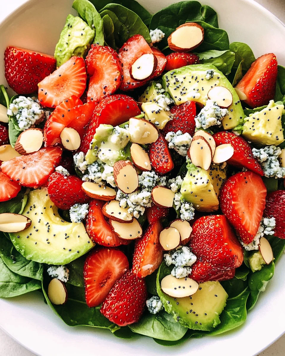 Strawberry Avocado Spinach Salad with Poppyseed Dressing