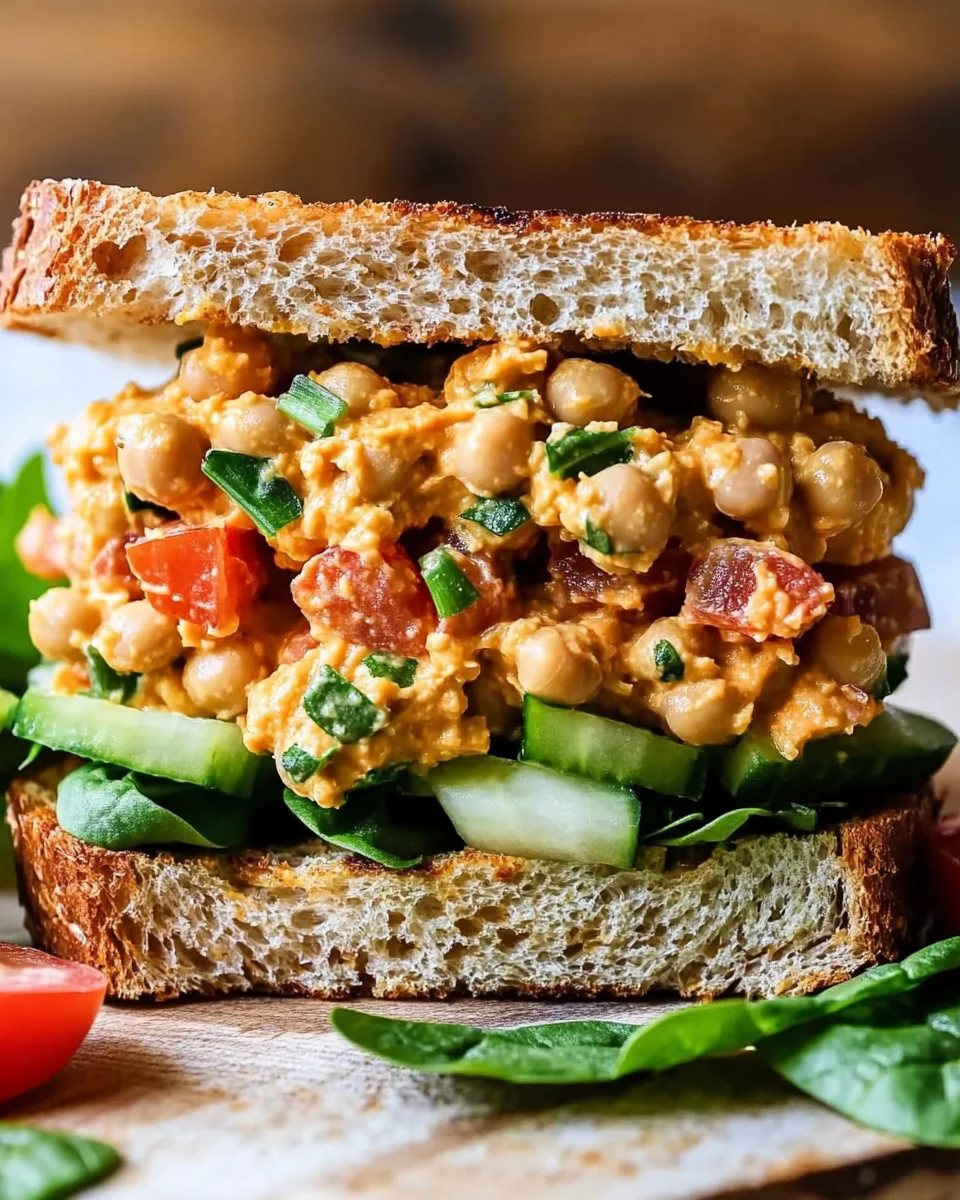 Vegan Buffalo Chickpea Salad Sandwich